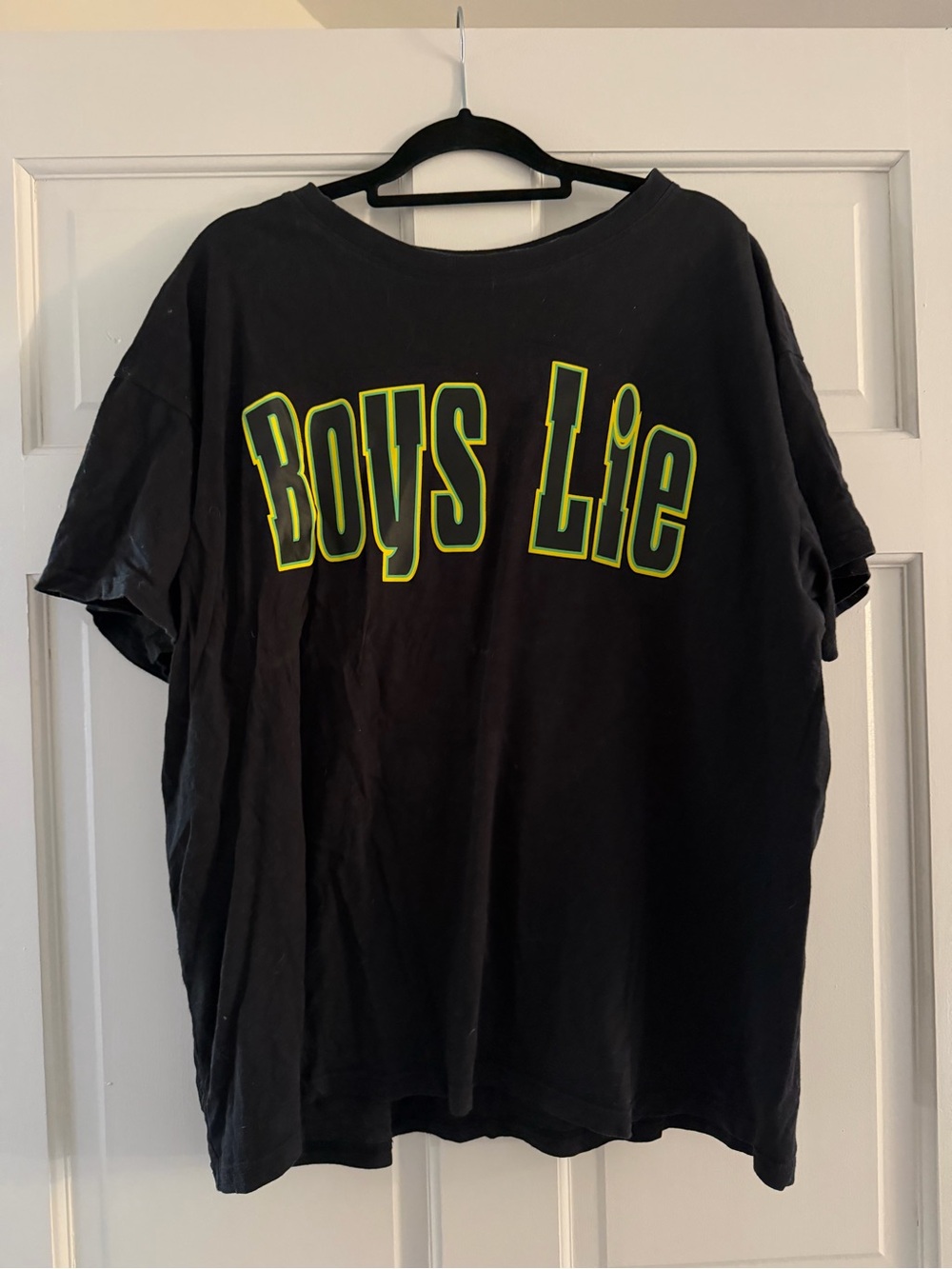Boys Lie Black Tee with Neon Yellow Graphic